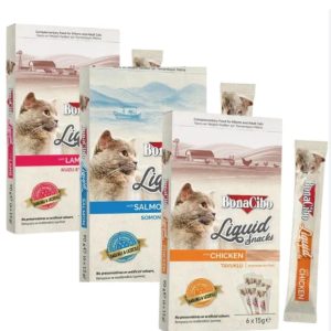 BonaCibo Liquide snack pour chat – Pack 6 x 15g – Friandise savoureuse et nutritive