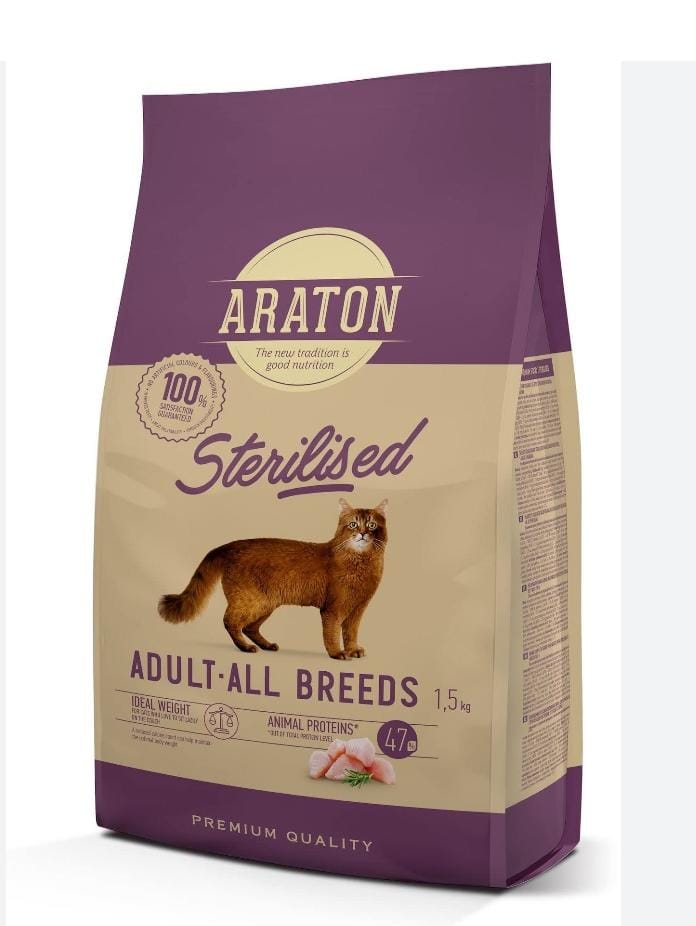 Araton Croquettes pour chat – Sac 1,5kg – Alimentation complète et équilibrée