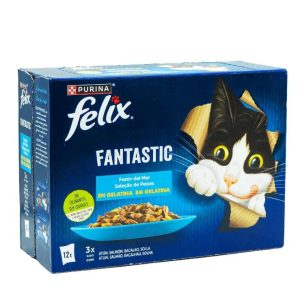 Felix Pâtée gélatine pour chat adulte – Pack 12 x 85g – Saveurs variées pour gourmandise et équilibre