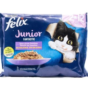Felix Pâtée gélatine pour chaton – Pack 4 x 85g – Saveurs délicieuses pour croissance saine