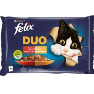 Felix Pâtée gélatine pour chat adulte – Pack 4 x 85g – Saveurs variées et nutrition équilibrée