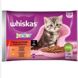 Whiskas Émincés pour chaton – Pack 4 x 85g – Nourriture savoureuse et adaptée à la croissance