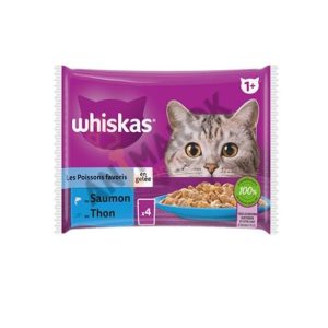 Whiskas Pâtée pour chat adulte – Pack 4 x 85g – Repas savoureux et nutritif