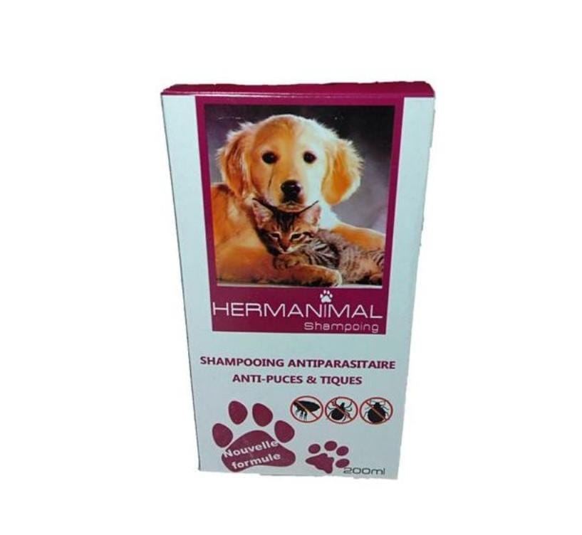 Hermanimal Shampoing naturel antiparasitaire pour chat et chien – 200ml – Animalerie Casablanca