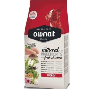 Croquettes Ownat Classic Energy pour chien – 4 kg, viande 40%, poulet frais, énergie et vitalité | AnimaleriePP Maroc