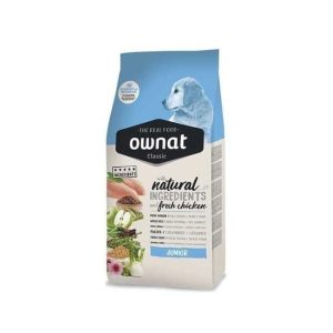 Croquettes Ownat Classic Junior pour chiot – 4 kg, 39% viande, poulet frais, croissance saine