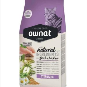 Croquettes Ownat Classic Sterilized pour chat stérilisé – 4 kg, 36% viande, poulet frais, gestion du poids | AnimaleriePP Maroc