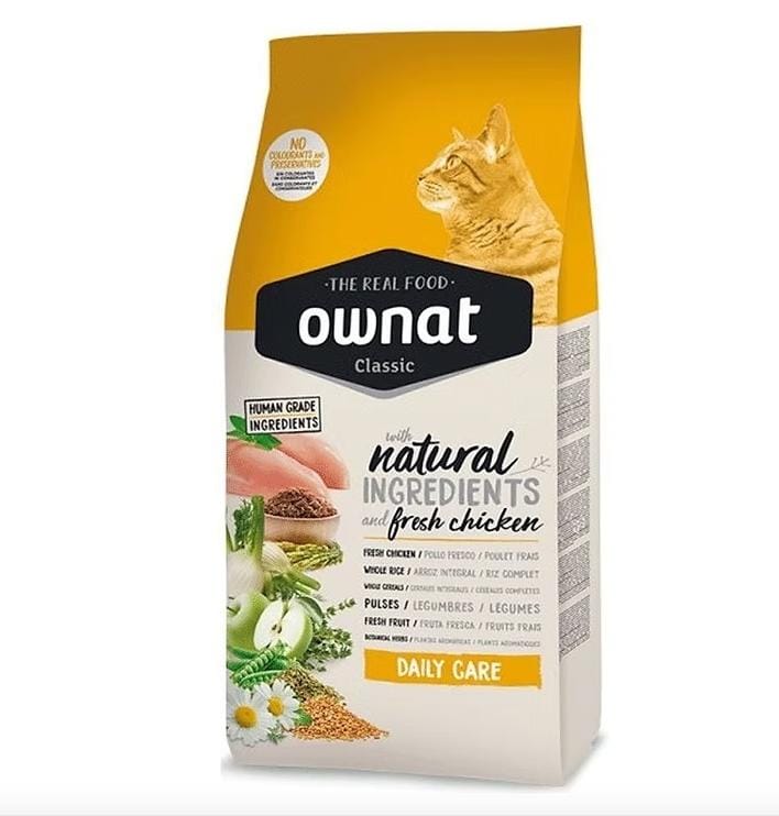 Croquettes Ownat Daily Care pour chat – 15 kg, naturel avec poulet frais, formule équilibrée