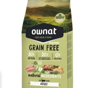 Croquettes Ownat Prime Grain Free Natural Ingredient pour chat adulte 8kg – Sans céréales, haute protéine et digestion optimale