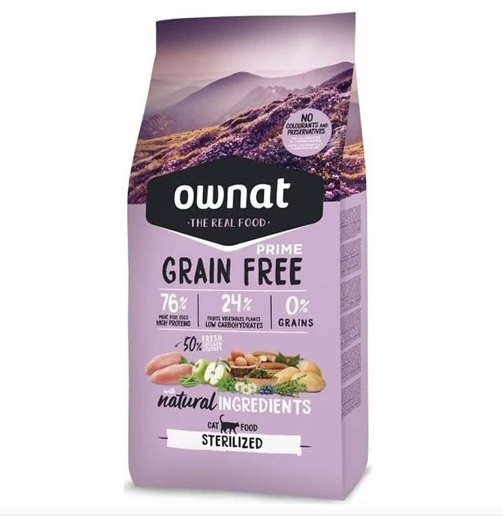 Croquettes Ownat Prime Grain Free pour chat – 8 kg, ingrédients naturels 76%, haute protéine et sans céréales