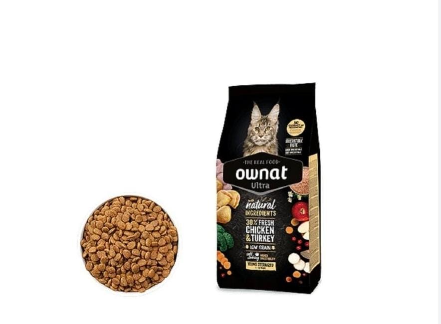 Croquettes Ownat Ultra pour chat – 3 kg, 30% poulet & dinde frais, ingrédients naturels