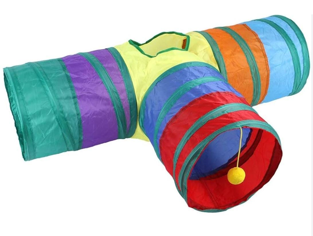 Galo World Tunnel arc en ciel pour chat – Jeu interactif et refuge amusant