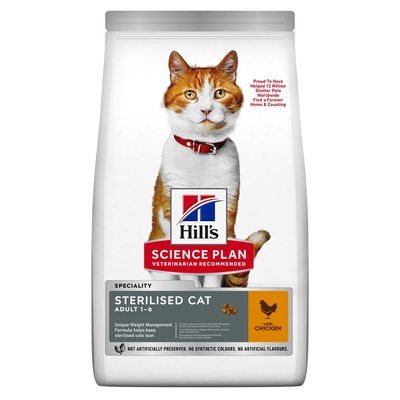 Hill's Science Plan Adult Sterilised Poulet 10kg – Croquettes pour chats adultes stérilisés, gestion du poids et santé urinaire