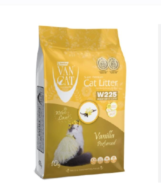 Litière Van Cat Vanilla pour chat – Agglomérante, parfum vanille, 10 kg