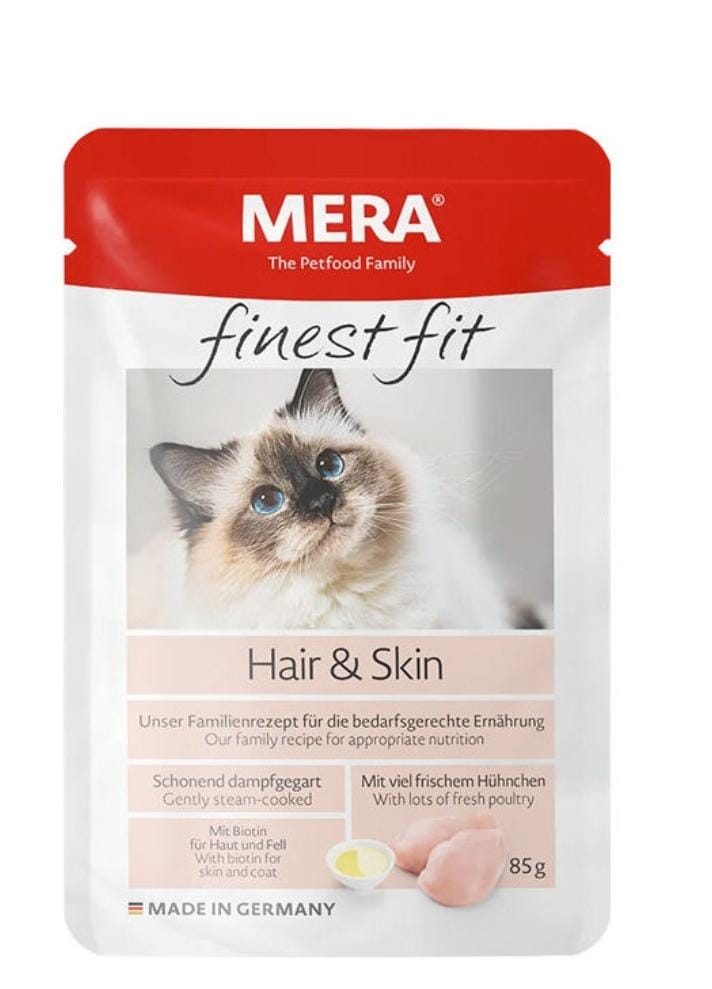 Mera Fitness Fit Pochon Hairskin 85g – Pâtée humide pour chats adultes, soutien peau saine et pelage brillant