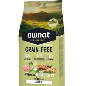 Ownat Grain Free Adulte 8kg – Croquettes sans céréales pour chats adultes, riches en protéines de viande fraîche