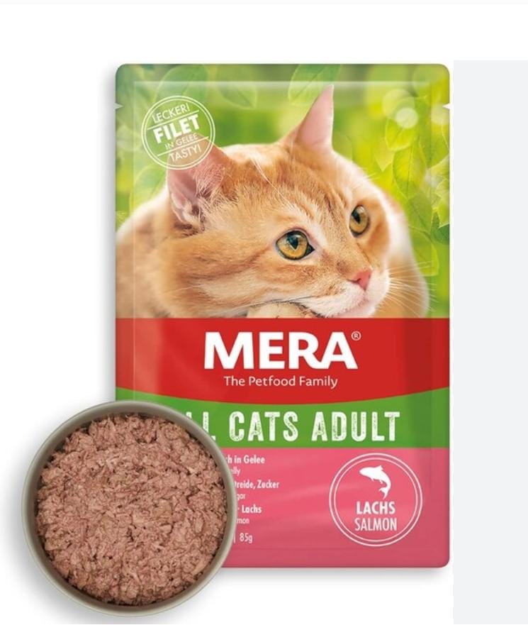 Pâtée Mera au saumon pour chat – Boîte 85g, nutrition équilibrée & saveur naturelle