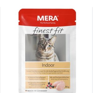 Pâtée Mera Finest Fit Indoor pour chat – 85g, poulet frais, formule anti-boules de poils